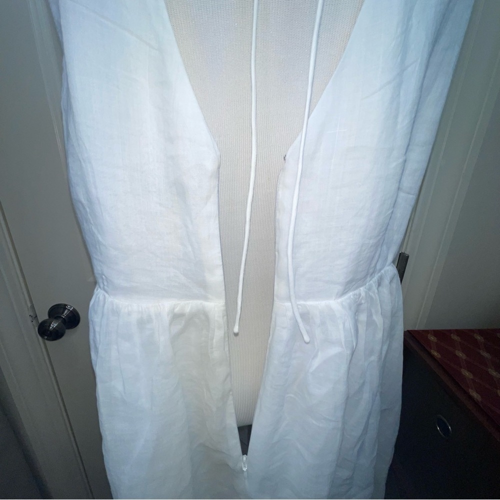 J Crew Double V Neck Ramie Cotton Sleeveless Dress M - Picture 10 of 17